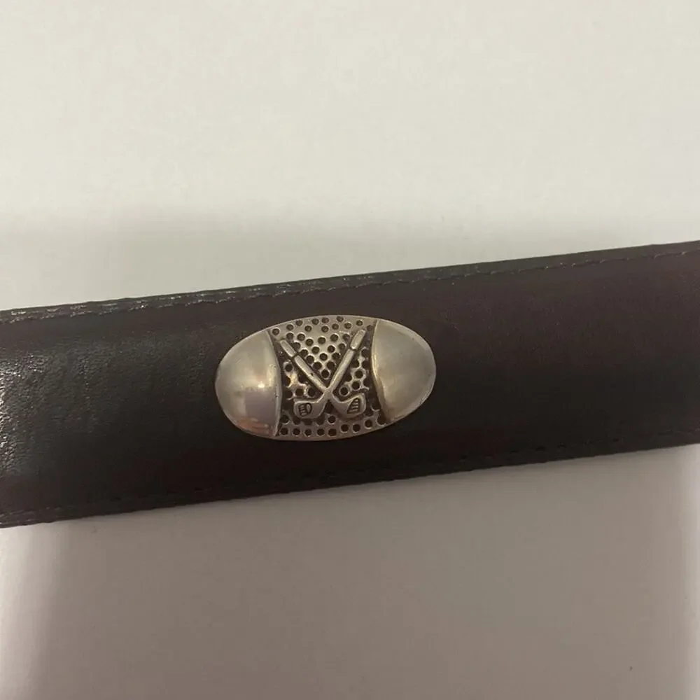 Belt AML 3000 Golf Emblem Women Brown Top Grain Oil Tan Leather Belt Size 34